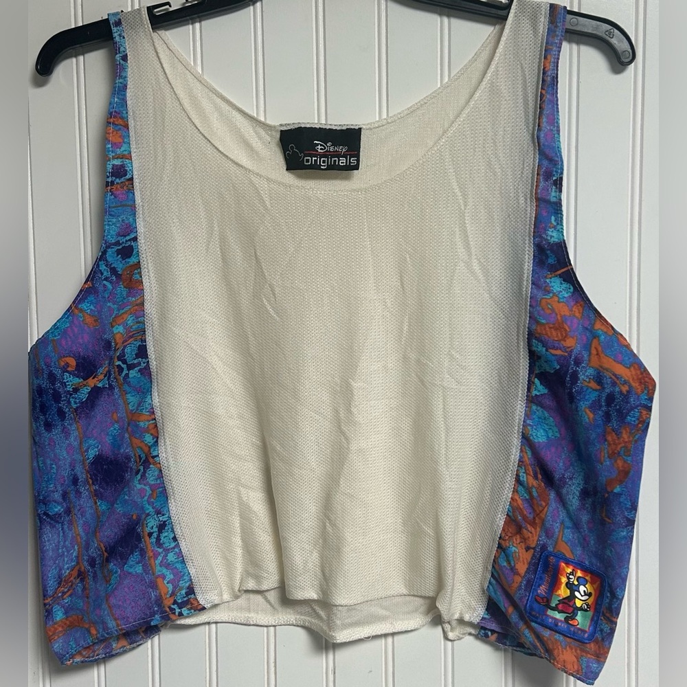 Vintage Walt Disney World Mickey Mouse Mesh Tank Top 96 Marathon Patch Originals